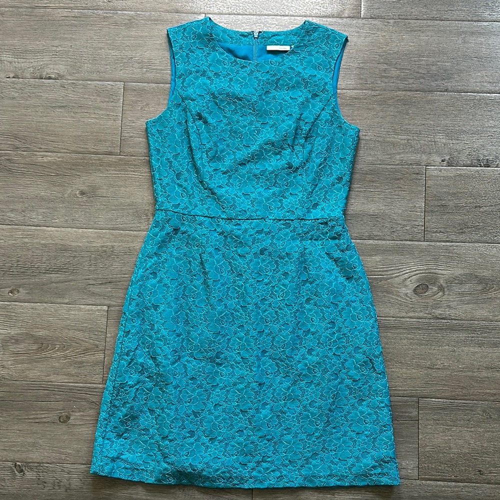 Halogen Turquoise Lace Mini Dress